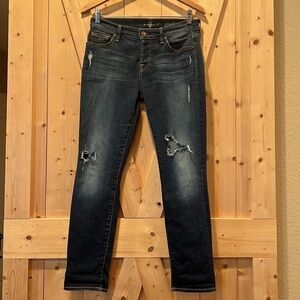7 For All Mankind Josefina Skinny Boyfriend Distressed Jeans Size 26
